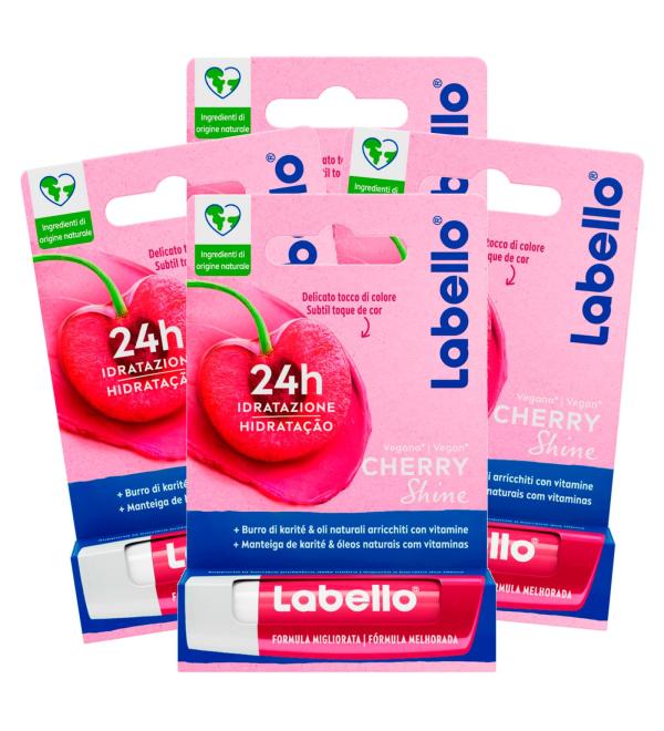 Labello Cherry Shine Lip Balm 4 Sticks - Buy Online on GoSupps.com