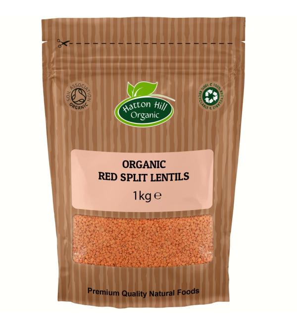 Organic Red Split Lentils 1kg by Hatton Hill Organic - Certified Organic - Buy Online on GoSupps.com