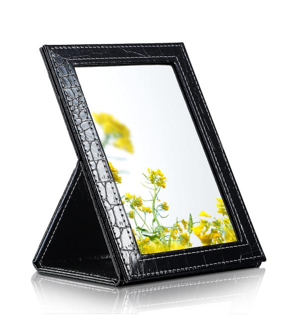 Portable Folding Makeup Mirror w/ Adjustable Stand for Travel/Desk - EIGSHOW (8X5.9 Inch) - Buy Online on GoSupps.com