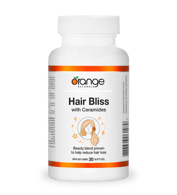 Orange Naturals - Hair Bliss with Ceramides 30 Softgel - Helps to Decrease Hair Loss in Women by Reducing Shedding Hair - Reduction of Dandruff - Helps to Normalize the Hair Cycle - Buy Online on GoSupps.com