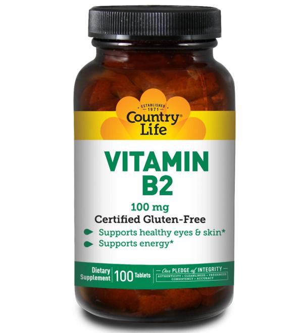 Country Life Vitamin B-2 100mg - 100 Count - Essential B Vitamin Supplement - Buy Online on GoSupps.com
