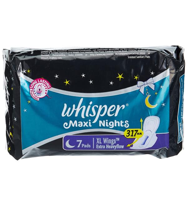 Whisper Maxi Nights 7 Pads -XL Wings Extra Heavyflow - 317mm