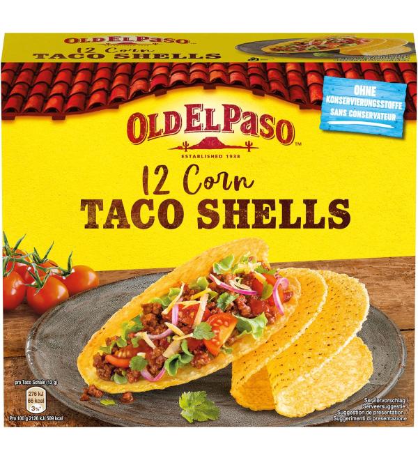 Old El Paso Taco Shells Mexican corn tortillas in shell form 156 g