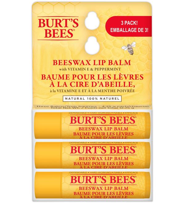 Burt's Bees Lip Balm Beeswax 3 Tubes - Buy Online on GoSupps.com