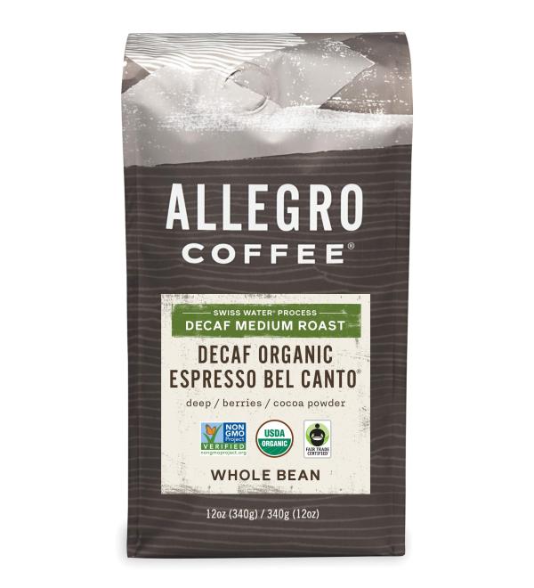 Allegro Coffee Decaf Organic Espresso Bel Canto Whole Bean Coffee 12 oz - Shop Now! - Buy Online on GoSupps.com