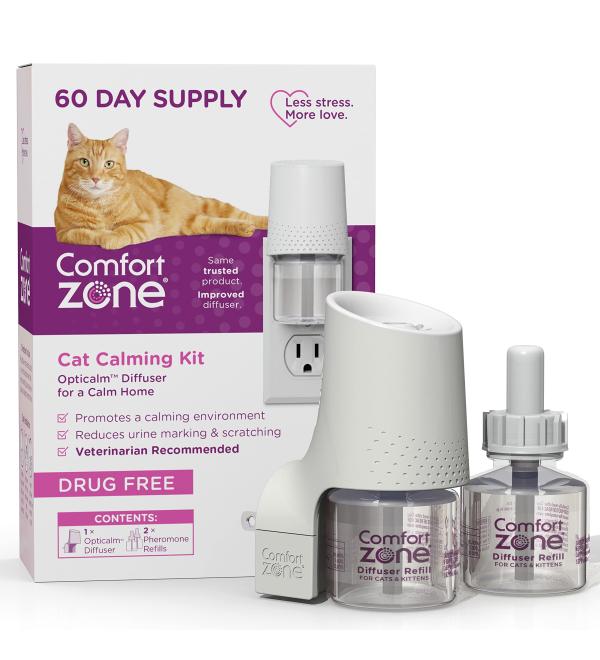 Comfort Zone Calming Diffuser Kit for Cats | 1 Diffuser + 2 Refills (60-Day Supply) | Veterinarian Recommended | Reduce Spraying, Scratching & Behavior Issues - Buy Online on GoSupps.com