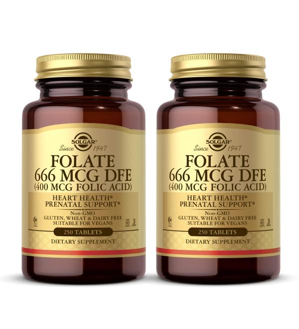 Solgar Folic Acid 400 mcg - 250 Tablets for Optimal Health - Buy Online on GoSupps.com