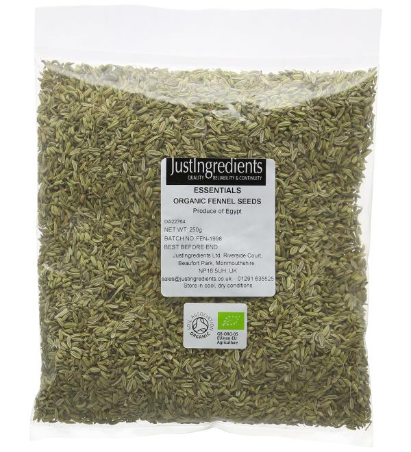 JustIngredients Essentials Organic Fennel Seeds 250g 250 g - Buy Online on GoSupps.com
