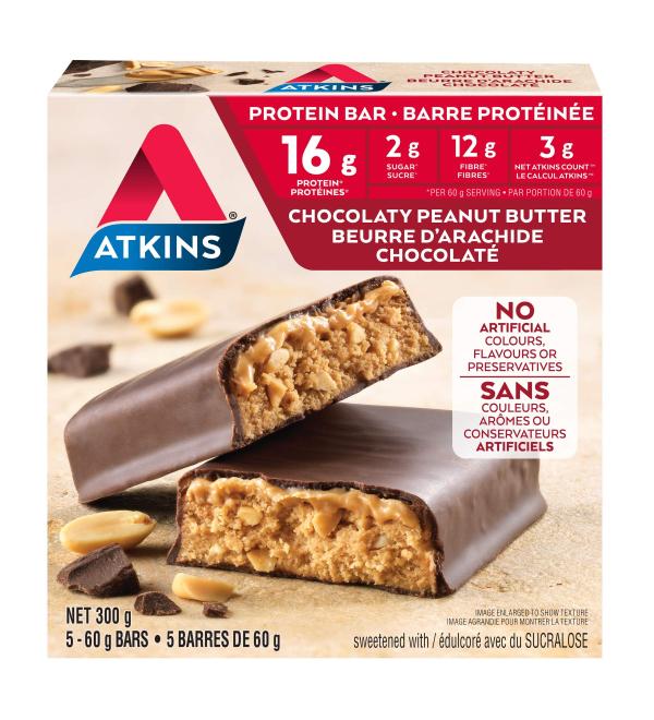 Atkins Peanut Butter Protein Bars 5ct - Buy Online on GoSupps.com
