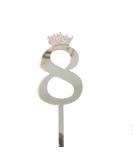 Number 8 Eight Silver Acrylic Number Cake Topper - Celebrate with Sparkling Elegance - Available in Gold or Silver - Buy Online on GoSupps.com