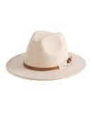 EOGIMI Fashion Women Wide Brim Fedora Floppy Panama Hat with Belt Buckle Beige Medium - Buy Online on GoSupps.com
