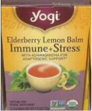 Yogi Tea Elderberry Lemon Balm Immune + Stress Caffeine Free 16 Tea Bags 1.12 oz (32 g) - Buy Online on GoSupps.com