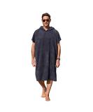Surf Poncho Changing Towel Robe for Adults Men Women, Hooded Wetsuit Change Poncho for Surfing Swimming Bathing, Water Absorbent, Oversized Black - Buy Online on GoSupps.com