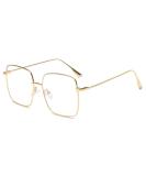 Blue Light Blocking Glasses | Oversized Square Frame for Men & Women | Anti Eyestrain Eyeglasses L3000A - Gold Metal Frame - Buy Online on GoSupps.com