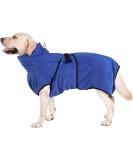 Pettom Microfiber Dog Bathrobe - Quick Drying Super Absorbent Towel for Dogs & Cats - Adjustable Straps Comfortable Blue (S) - Buy Online on GoSupps.com