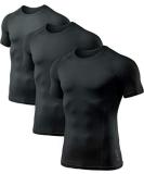 ATHLIO Men's Cool Dry Short Sleeve Compression Shirts - 3 Pack, Black, Size Large - Buy Online on GoSupps.com