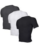 Odoland Men's Slimming Shirt 3-Pack - Thermal Compression Base Layer for Slim Muscle - White/Grey/Black, Large - Buy Online on GoSupps.com