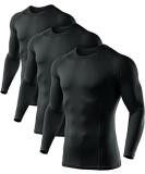 ATHLIO 1 or 3 Pack Men's UPF 50+ Long Sleeve Compression Shirts, Water Sports Rash Guard Base Layer, Athletic Workout Shirt 3pack Black/ Black/ Black Large - Buy Online on GoSupps.com