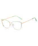 Kachawoo Blue Light Blocking Glasses for Women - Retro Cat Eye Metal Frame in Green Gold - Anti Blue Light Computer Eyewear - Buy Online on GoSupps.com