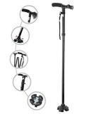 Folding Cane with LED Light - Adjustable Walking Stick for Men and Women - Elderly Walking Cane with Cushion T Handle and Pivoting Quad Base - Ideal for Hiking and Backpacking - Buy Online on GoSupps.com