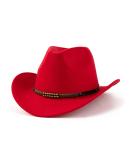 EOGIMI Western Cowboy Hat for Women Men - Red Felt Wide Brim Panama with Belt Buckle Bead Band (Medium) - Buy Online on GoSupps.com