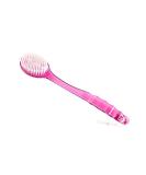 Pink Bath Brush Back Body Sponge Scrubber with Handle | Exfoliating Skin Massager for Shower | Bathroom Exfoliation Scrub - Buy Online on GoSupps.com