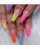 Brishow Long Ballerina False Nails - Colorful Press On Acrylic Stick On Nails for Women and Girls - Buy Online on GoSupps.com