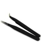 2 PC Stainless Steel Hair Removal Tweezers Set - Eyebrow & Eyelash Extension Tool for Perfect Grooming - Buy Online on GoSupps.com