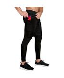 OEBLD Men's 2-in-1 Compression Running Workout Pants with Towel Loop - Large Black - Buy Online on GoSupps.com