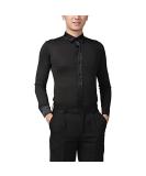 Men's Long Sleeve Latin Dance Shirt for Ballroom Salsa Tango Modern Waltz | Performance Wear - Black - Large - Buy Online on GoSupps.com