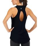 ICTIVE Women's Loose Fit Yoga Tank Top - Backless Sleeveless Keyhole Open Back Muscle Tank, Large Black - Buy Online on GoSupps.com