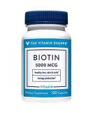 The Vitamin Shoppe Biotin 5000MCG - Nutrient Metabolism Support for Hair, Skin, Nails - 120 Capsules - Buy Online on GoSupps.com