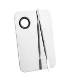 Professional Pro Stainless Steel Makeup Palette Cosmetic Palette with Spatula Tool Makeup Art Tool For Nail Art Eye Shadow Eyelash Makeup Professional Pigment Blending(6 x 4 Inch Sliver) - Buy Online on GoSupps.com