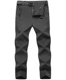TBMPOY Men's Hiking Pants with Belt Outdoor Quick-Dry Lightweight Waterproof Fishing Mountain Pants 5 Zipper Pockets A1-thin Dark Grey Large - Buy Online on GoSupps.com