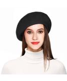 Jeicy Wool Beret Hat with Skily Scarf and Brooch - Black French Beret - Buy Online on GoSupps.com