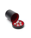 Luck Lab Black Leather Dice Cup with Lid & 6 Pearl Dice - Red Velvet Interior - Perfect for Board Games - Buy Online on GoSupps.com