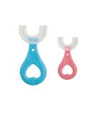 Kids Manual Toothbrush Lovely 2PCS Silicone U-Shaped Training Toothbrushes for Kids 2-6 Years Blue&Pink. - Buy Online on GoSupps.com