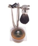 Colonel Ichabod Conk 4pc Chrome Shave Set - Badger Brush Razor Stand & Shaving Soap - Premium International Shipping - Buy Online on GoSupps.com