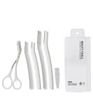 Premium Eyebrow Grooming Kit - Razor Scissors & Brush | Precision Tools for Flawless Brows - White - Buy Online on GoSupps.com