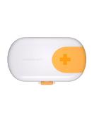 Small Pill Box with 4 Compartments - Waterproof Travel Daily Pill Organizer | Compact Medicine Holder for Vitamins - Blue & White - Buy Online on GoSupps.com