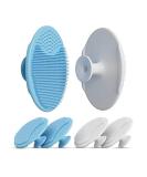 Silicone Facial Scrubber - Gentle Exfoliator for Sensitive Skin | Cleansing Brush with Soft Bristles - 4 Pack (2 Blue 2 White) - Removes Blackheads & Whiteheads - Buy Online on GoSupps.com