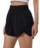 Blooming Jelly Women's High Waisted Running Shorts - Quick Dry Athletic Workout Pants with Zipper Pocket, Medium Black - Buy Online on GoSupps.com