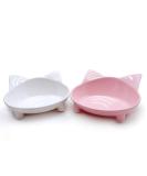 Lorde Shallow Cat Food Bowls Set of 2 - Non-Slip Wide Cat Dish for Whisker Fatigue Relief - White/Pink - Buy Online on GoSupps.com