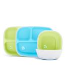 Munchkin Splash 4 Piece Toddler Divided Plate and Bowl Dining Set | Baby Feeding Weaning Set | BPA Free | Blue/Green - Buy Online on GoSupps.com