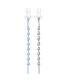 Beboan Silicone Pacifier Chain for Girls - BPA-Free Baby Pacifier Set (2 Pieces) - Lockable Bite Toy Chains - Perfect for Baby Parties (Blue and Grey) - Buy Online on GoSupps.com