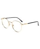 Firmoo Blue Light Blocking Reading Glasses 2.0 Gold Round Metal Frame - Anti Glare Computer Eyestrain Relief Glasses for Men and Women - Buy Online on GoSupps.com