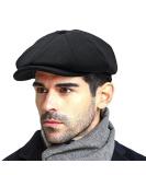 Men's Wool Blend Vintage Newsboy Gatsby Hat in Black - Boyfriend Gift - Sizes M/L/XL - Buy Online on GoSupps.com