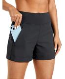 CRZ YOGA Women's Lightweight Hiking Shorts 4'' - Mid Rise Stretch Athletic Outdoor Golf Shorts with Zip Pockets - Medium Ink Gray - Buy Online on GoSupps.com