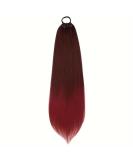 60 cm Long Straight Ponytail Hairpiece Synthetic Hair Extension Braid Hair Extension for Women Girls (Red Wine) - Buy Online on GoSupps.com