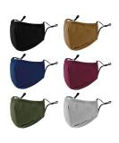 3-Ply Cloth Face Mask 6 Pack,Washable, Reusable and Breathable Face Covering with Adjustable Ear Protection Loops for Women and Men (Black/Grey/Wine Red/Dark Green/Dark Blue/Brown) - Buy Online on GoSupps.com